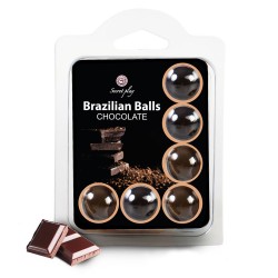 BOLAS LUBRIFICANTES BEIJÁVEIS BRAZILIAN BALLS SABOR A CHOCOLATE 6 x 4GR