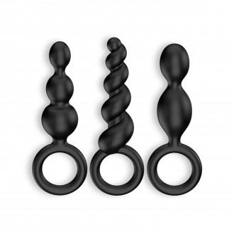 CONJUNTO DE 3 PLUGS ANAIS BOOTY CALL SATISFYER PRETOS