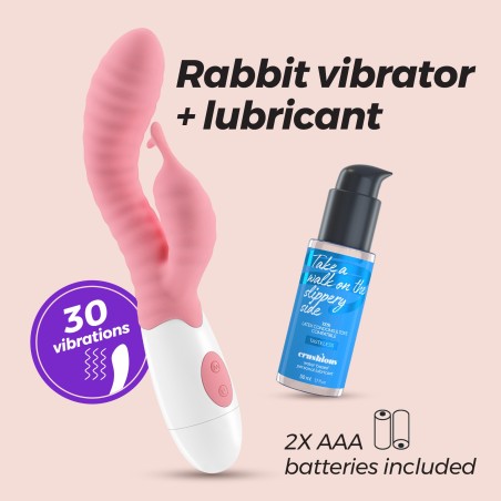 VIBRADOR COM ESTIMULADOR DE CLITÓRIS GUMMIE ROSA E LUBRIFICANTE À BASE DE ÁGUA INCLUÍDO CRUSHIOUS