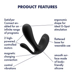 ESTIMULADOR DO PONTO-G E ANAL TOP SECRET + COM APP SATISFYER PRETO