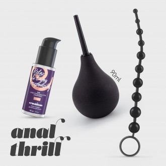 ANAL THRILL DUCHA ANAL 90ML CON LUBRICANTE ANAL 50ML Y CADENA ANAL DE 10 PERLAS CRUSHIOUS